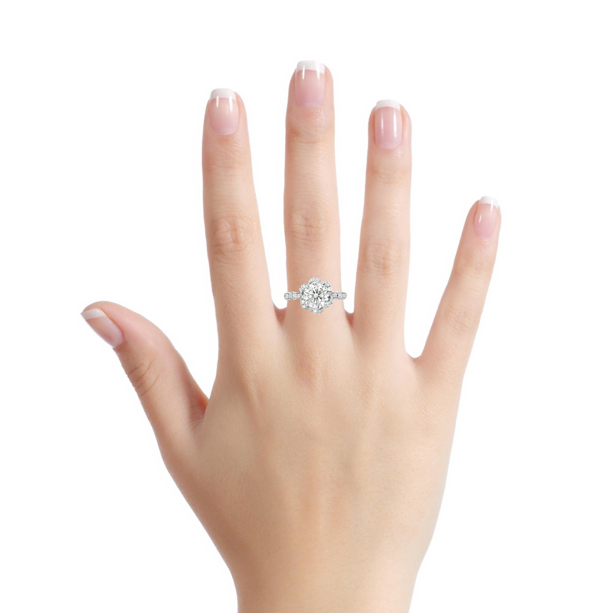 Elegant Floral Halo Diamond Ring [Setting Only] - LGB407