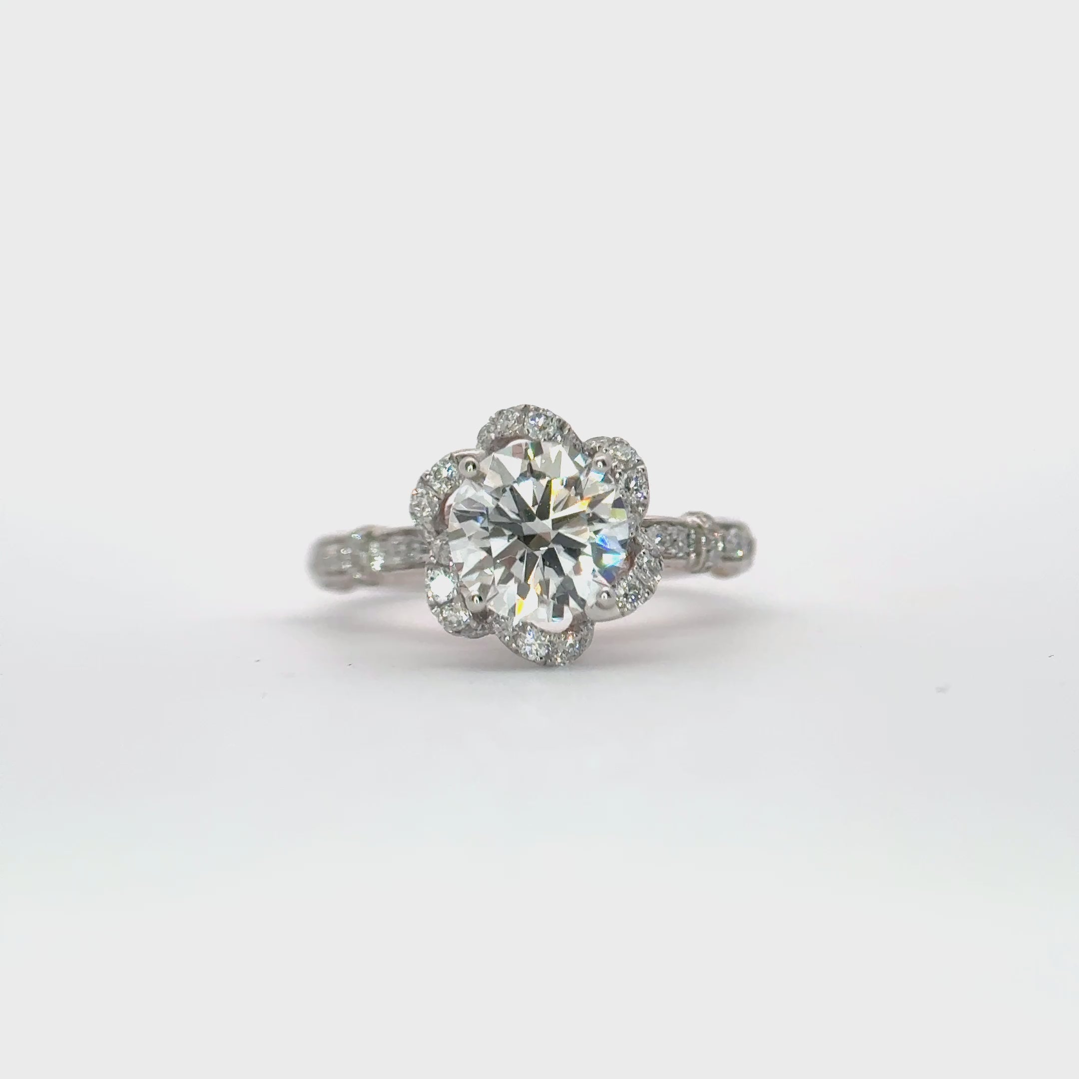 Elegant Floral Halo Diamond Ring [Setting Only] - LGB407
