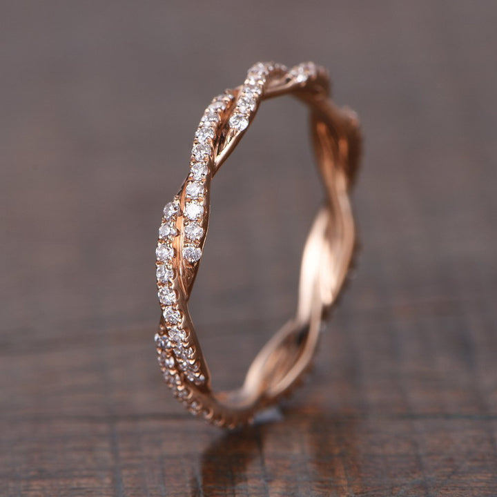 Twin Bridal Stacking Twist Eternity Diamond Ring - LR20 - Roselle Jewelry
