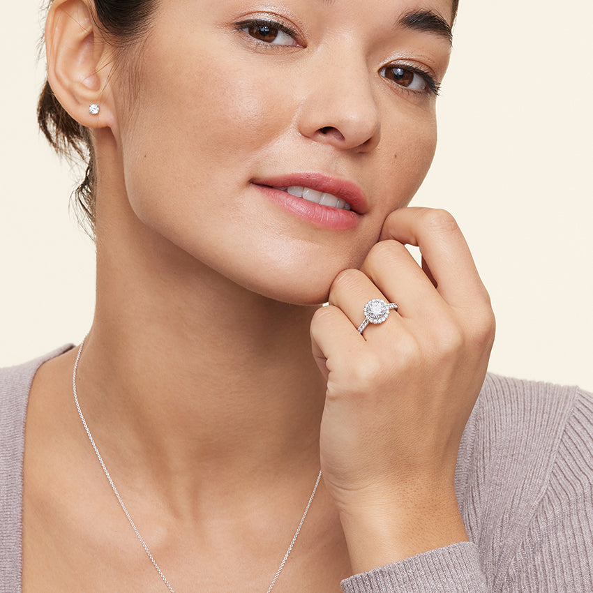 Luxe Sienna Halo Diamond Engagement Ring [Setting Only] - EC100 - Roselle Jewelry