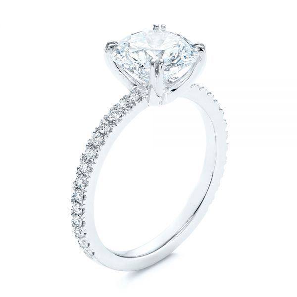 Classic Double Claw Prong Side Stone Diamond Engagement Ring [Setting Only] - EC048 - Roselle Jewelry