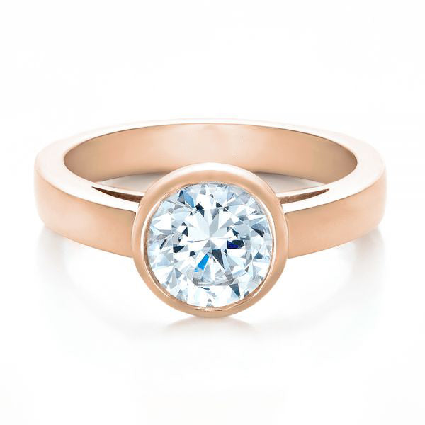 Custom Bezel Set Solitaire Diamond Engagement Ring [Setting Only] - EC075 - Roselle Jewelry