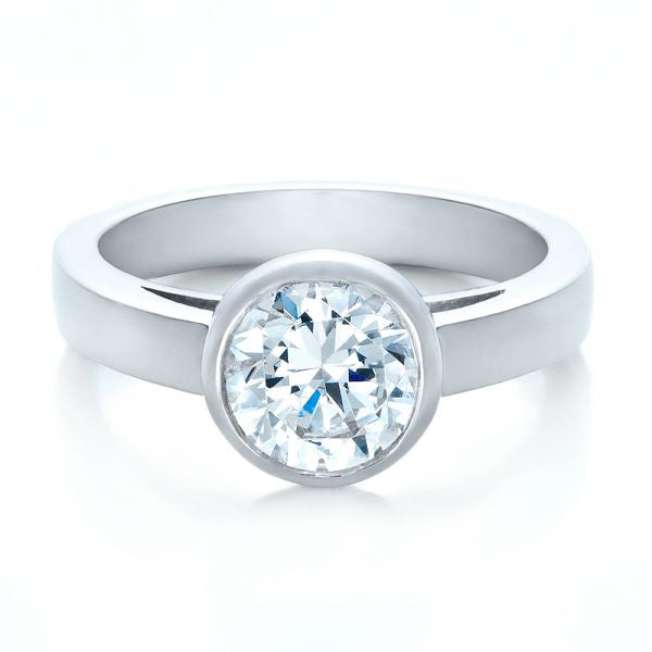 Custom Bezel Set Solitaire Diamond Engagement Ring [Setting Only] - EC075 - Roselle Jewelry