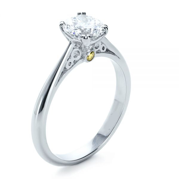 Custom Diamond Side Stone Engagement Ring [Setting Only] - EC072 - Roselle Jewelry