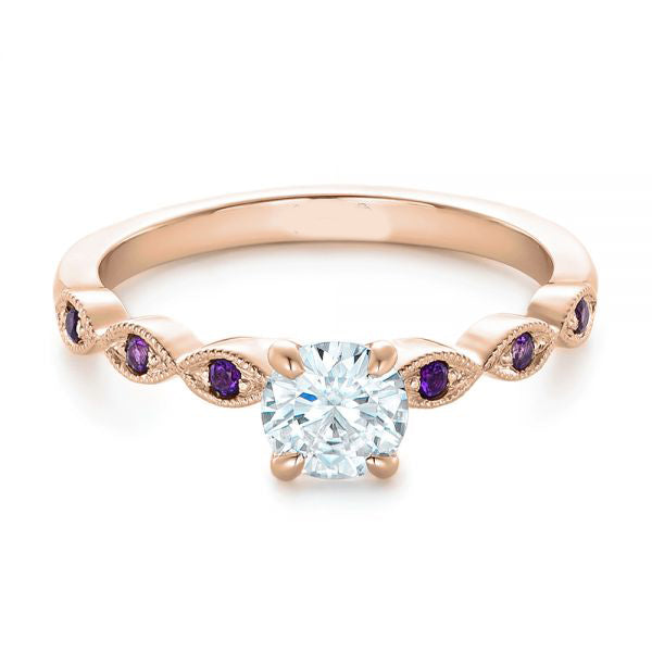 Custom Diamond And Amethyst Engagement Ring [Setting Only] - EC093 - Roselle Jewelry