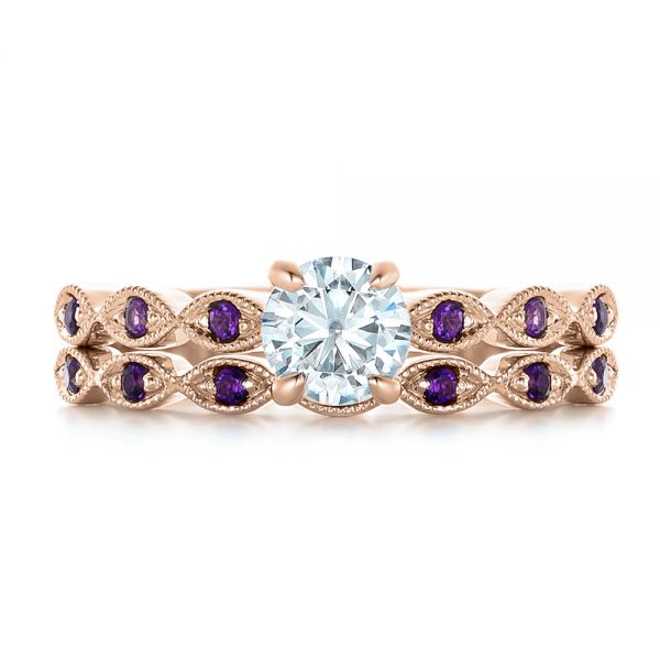 Custom Diamond And Amethyst Engagement Ring [Setting Only] - EC093 - Roselle Jewelry