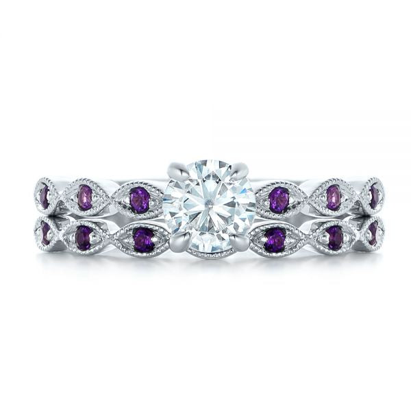 Custom Diamond And Amethyst Engagement Ring [Setting Only] - EC093 - Roselle Jewelry