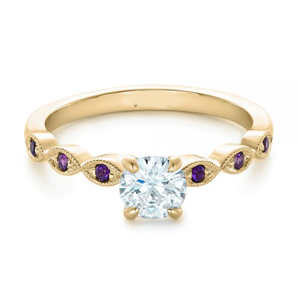 Custom Diamond And Amethyst Engagement Ring [Setting Only] - EC093 - Roselle Jewelry