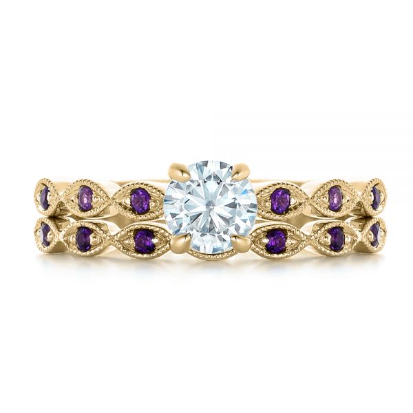 Custom Diamond And Amethyst Engagement Ring [Setting Only] - EC093 - Roselle Jewelry