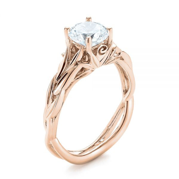 Floral Solitaire Diamond Engagement Ring [Setting Only] - EC042 - Roselle Jewelry