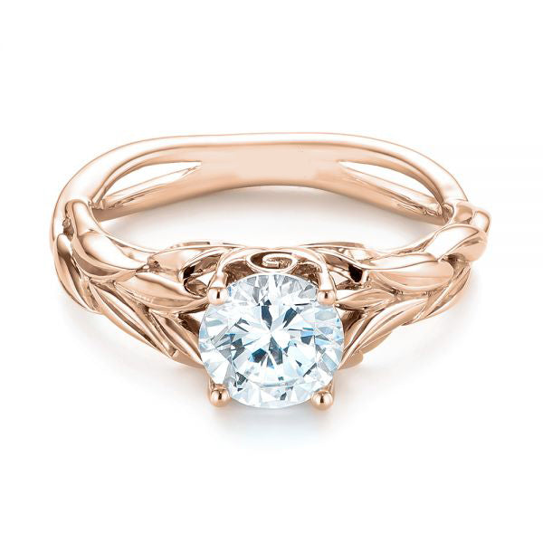 Floral Solitaire Diamond Engagement Ring [Setting Only] - EC042 - Roselle Jewelry