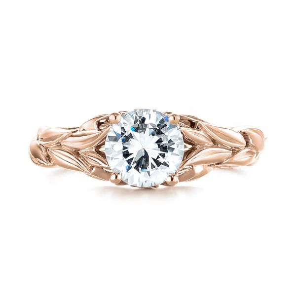 Floral Solitaire Diamond Engagement Ring [Setting Only] - EC042 - Roselle Jewelry