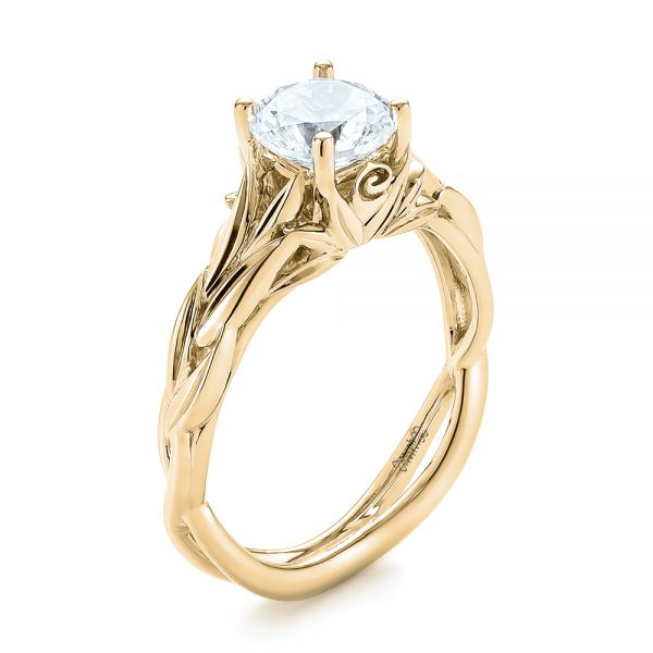 Floral Solitaire Diamond Engagement Ring [Setting Only] - EC042 - Roselle Jewelry