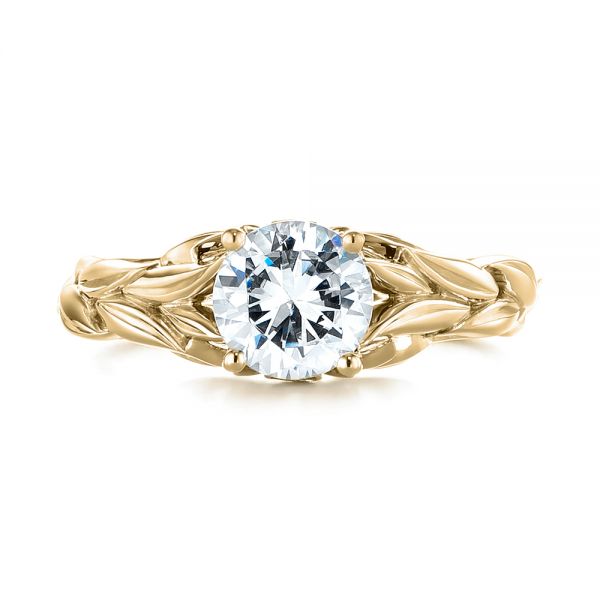Floral Solitaire Diamond Engagement Ring [Setting Only] - EC042 - Roselle Jewelry