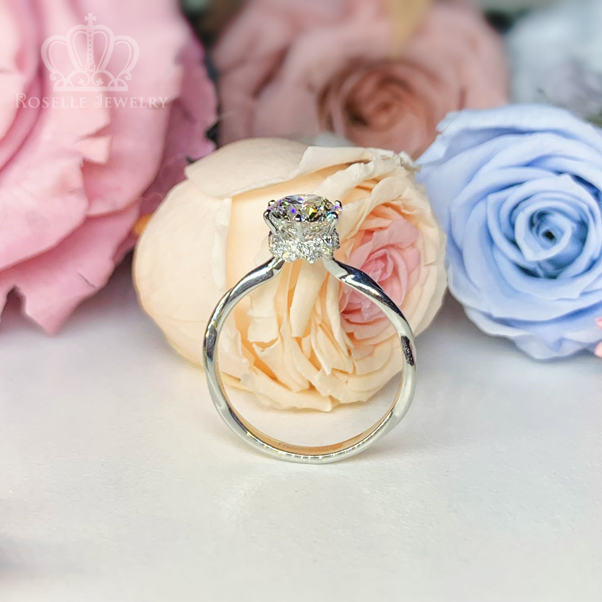 Custom Twist Side Stone Diamond Ring [Setting Only] - EC094 - Roselle Jewelry