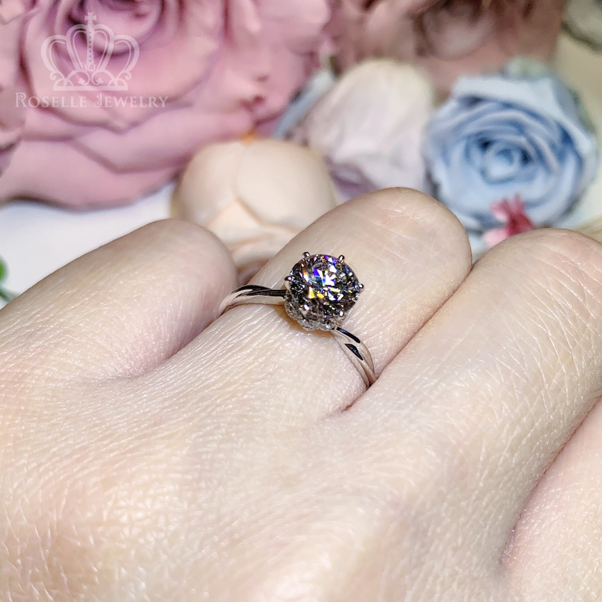 Custom Twist Side Stone Diamond Ring [Setting Only] - EC094 - Roselle Jewelry