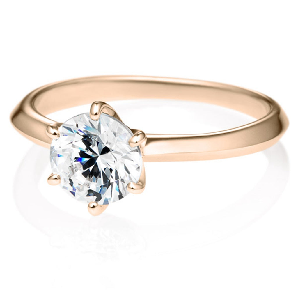 Six Prong Solitaire Round Brilliant Engagement Ring [Setting Only] - EC007 - Roselle Jewelry