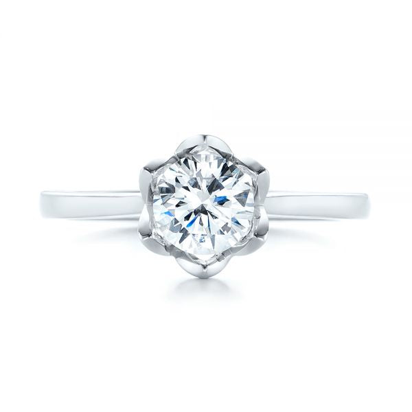 Peekaboo Diamond Solitaire Engagement Ring [Setting Only] - EC067 - Roselle Jewelry