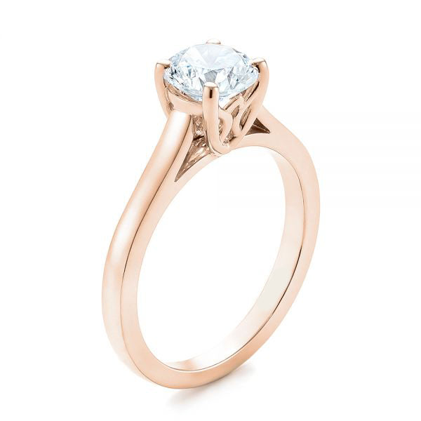Four Prong Floral Solitaire Diamond Engagement Ring [Setting Only] - EC041 - Roselle Jewelry