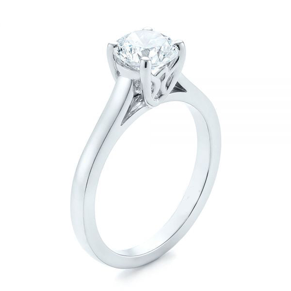 Four Prong Floral Solitaire Diamond Engagement Ring [Setting Only] - EC041 - Roselle Jewelry