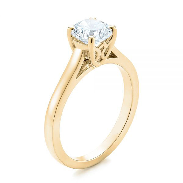 Four Prong Floral Solitaire Diamond Engagement Ring [Setting Only] - EC041 - Roselle Jewelry