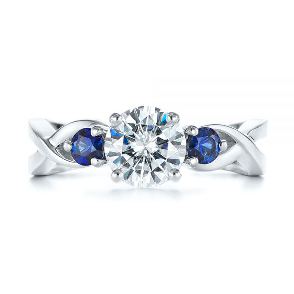 Three Stone Blue Sapphire Engagement Ring [Setting Only] - EC057 - Roselle Jewelry