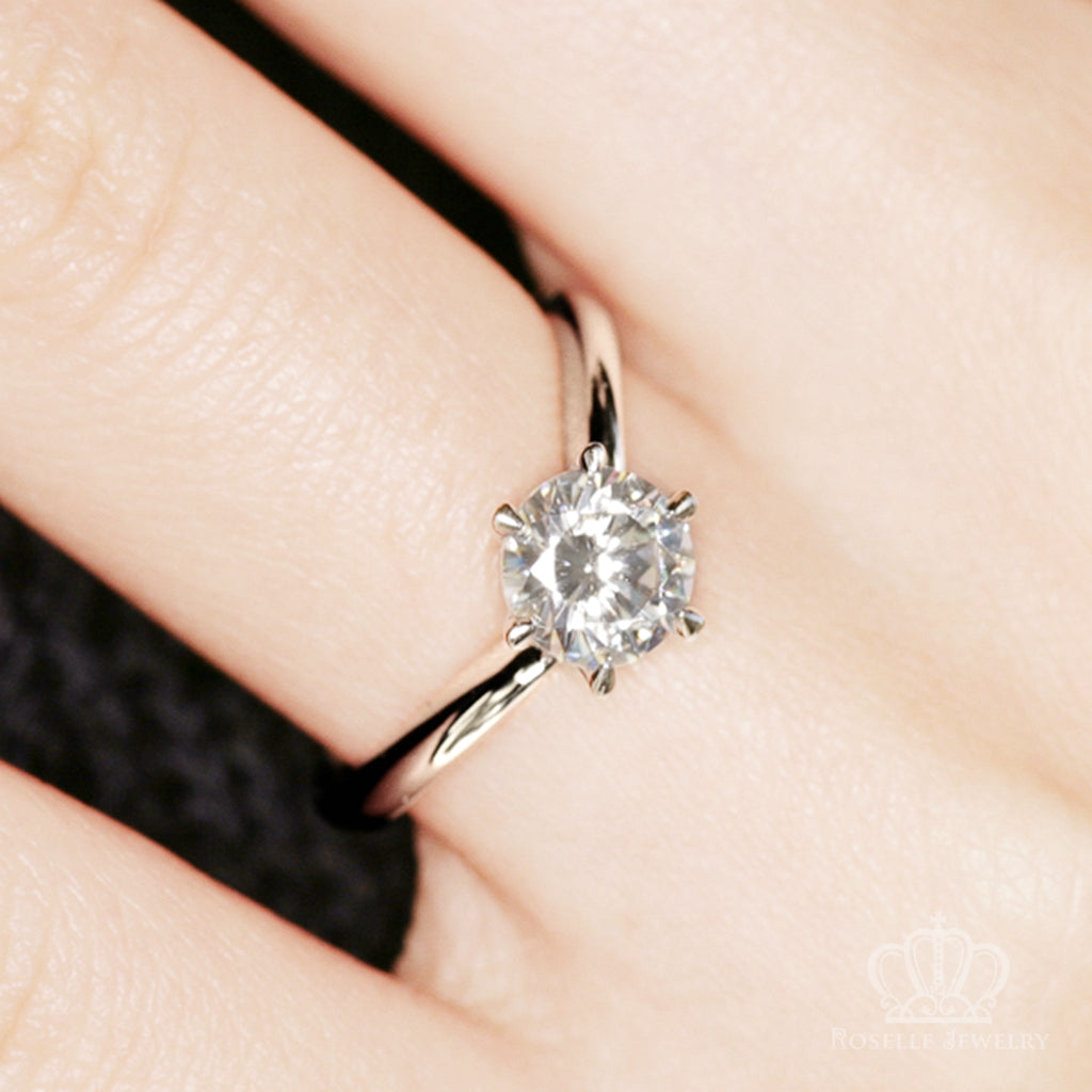 Six Prong Solitaire V Shape Round Brilliant Engagement Ring [Setting Only] - EC006 - Roselle Jewelry