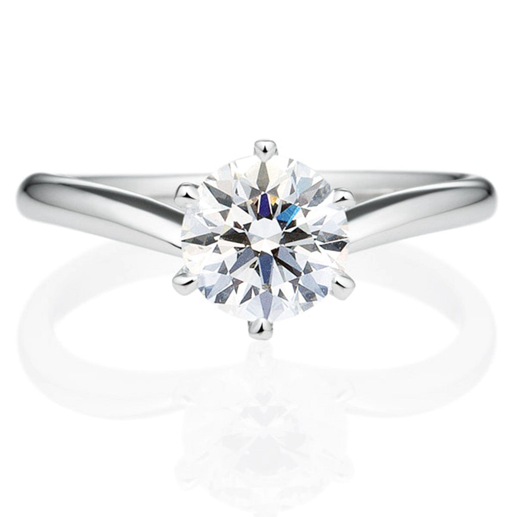 Six Prong Solitaire V Shape Round Brilliant Engagement Ring [Setting Only] - EC006 - Roselle Jewelry