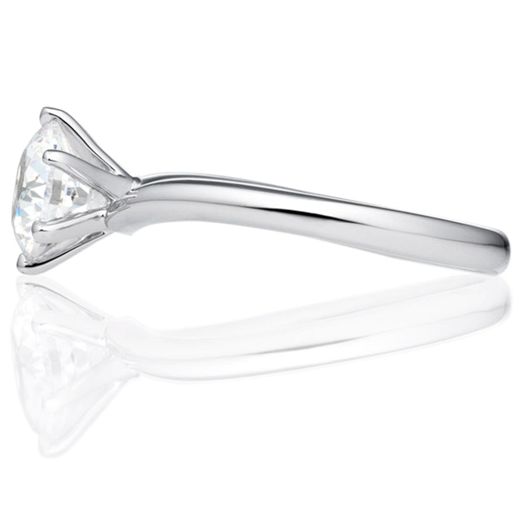Six Prong Solitaire V Shape Round Brilliant Engagement Ring [Setting Only] - EC006 - Roselle Jewelry
