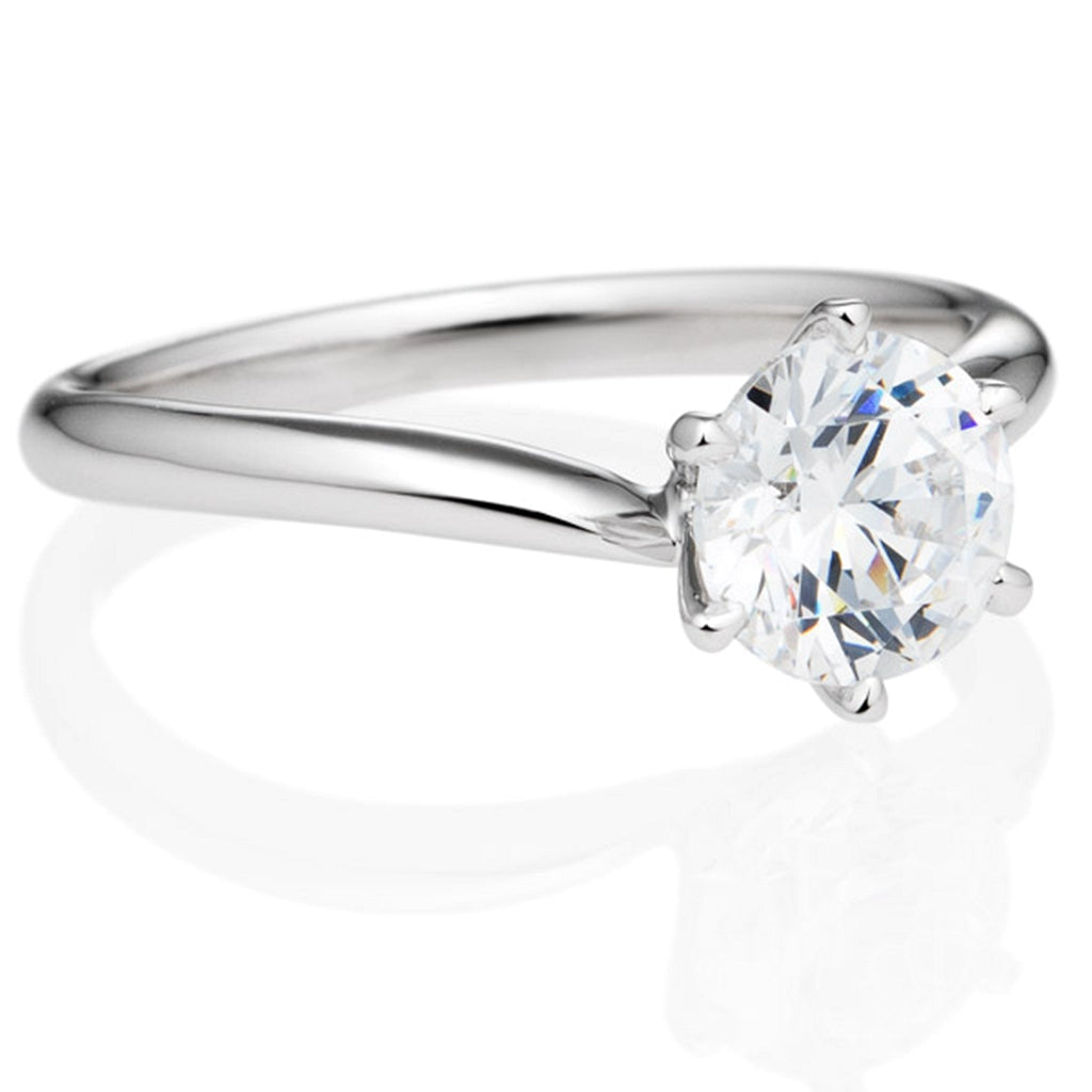 Six Prong Solitaire V Shape Round Brilliant Engagement Ring [Setting Only] - EC006 - Roselle Jewelry