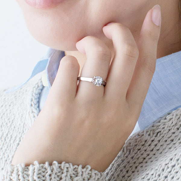 Four Prong Round Brilliant Engagement Ring [Setting Only] - EC020 - Roselle Jewelry