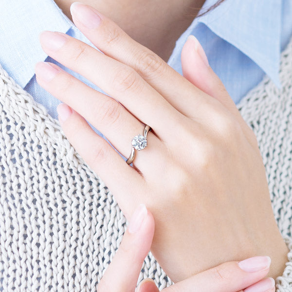 Six Prong Twist Round Brilliant Engagement Ring [Setting Only] - EC011 - Roselle Jewelry