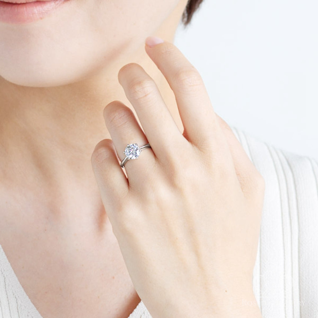 Six Prong Solitaire Round Brilliant Engagement Ring [Setting Only] - EC007 - Roselle Jewelry