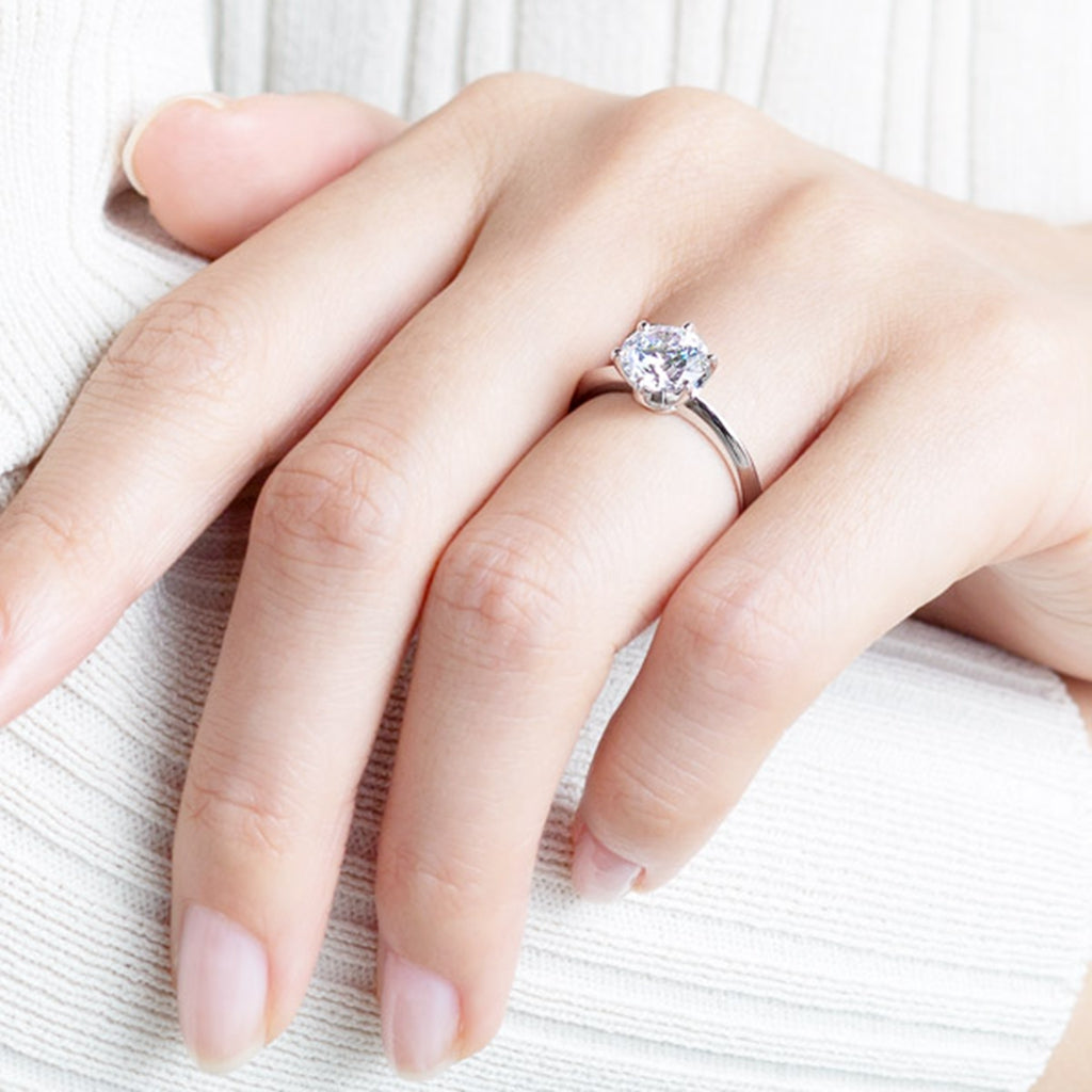 Six Prong Solitaire Round Brilliant Engagement Ring [Setting Only] - EC007 - Roselle Jewelry