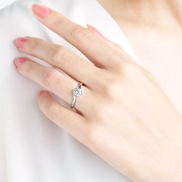 Six Prong Twist Round Brilliant Engagement Ring [Setting Only] - EC009 - Roselle Jewelry