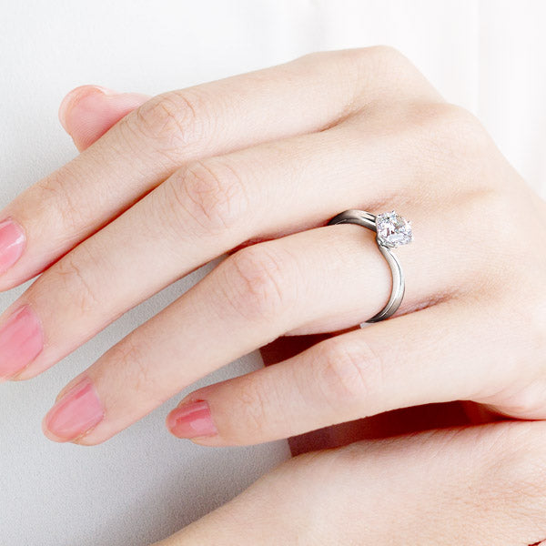 Six Prong Twist Round Brilliant Engagement Ring [Setting Only] - EC009 - Roselle Jewelry