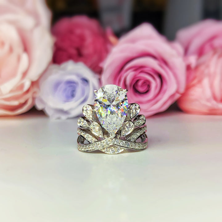 Crown Pear Shaped Engagement Ring [Setting Only] - EC056 - Roselle Jewelry