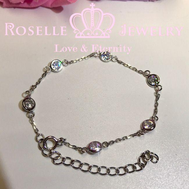 Six Stone Bezel Chain Bracelet - B023 - Roselle Jewelry